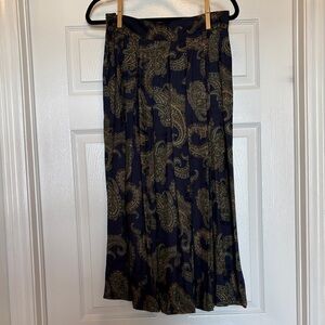 Herman Geist Navy Paisley Midi Skirt